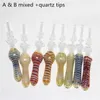 smoking Glass Nectar Dab Straw Pipes with 10mm quartz tips Oil Rigs Silicon Smok Pipe silicone hand rig