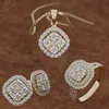 Hochzeitsgeschenkset, klassisches Damen-Hochzeitsschmuckset aus 18 Karat Gold mit Diamanten, Ohrringe, Anhänger, Halskette, Ring, Verlobungszubehör7854563