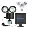 22LED cabeça dupla solares jardim alimentado Luz de inundação de luz ao ar livre Caminho Luzes da segurança PIR Motion Sensor parede Lâmpadas Projector de emergência