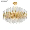 Post Modern Style Gold Chandelier Lighting Clear Crystal Pendant Lights Fixtures Cristal Lustres Luminaire for Dining Living room