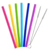 2023 colorful silicone straws for cups food grade 25cm silicone straight bent straws drinking straws free shipping LX2558