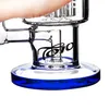 Hnadmade Blue Toro Hookahs Rökning Tillbehör Glasolja Rigar Shisha Chicha Bägare Recycler Rökning Glas Vattenrör Joint 7,8 tum