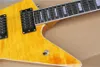 Oregelbunden Explorer Electric Guitar Yellow Green Mahogany Body Flammed Maple Top Rosewood Fingerboard White Binding HH LP Pickups5008102