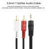 5Ft 1.5m 3.5mm to 2 RCA Stereo Audio cables Male Jack AV 2RCA aux Cable Connectors