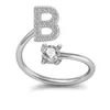 Diamond A-Z English Letter Ring Open Anelli di fidanzamento iniziali per gioielli di moda da donna Will e Sandy