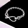 Nova pulseira de nó infinita grossa jóias de garotas para garotas para pandroa 925 Silterling Silver Hand Chain Bracelets