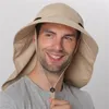Camolad mens bucket hattar med nacke flap sommar sol hatt för kvinnor lång breda randen fiske kepsar utomhus UV skydd vandring hatt y200619