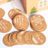 Merry Christmas Tree Tag Snow Flake Kraft Paper DIY Craft Party Cake Box Label Hang Card with Rope Christmas Gift Box Decoration