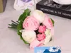 10pcs 아름다운 인공 작약 신부 결혼식 꽃다발 고품질 실크 꽃 홈 장식 4 색