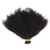 Afro kinky Curly I Tip Human Hair Extension Virgin Braziliaanse keratine Pre -gebonden stick Microlinks ITIP Natural Black 100G4429908