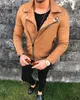 2020 Höst Stilig Men Pea Coat Warm Suede Leather Blend Motor Biker Jacket Zipper Outwear Crop Tops Plus Size M-2XL