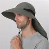 Camolad mens bucket hattar med nacke flap sommar sol hatt för kvinnor lång breda randen fiske kepsar utomhus UV skydd vandring hatt y200619