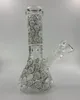 Курение кальян свечение в темном стакане Bong DAB выгречите стеклянную водяную трубку черепные наклейки 14 мм совместные трубы с миской для курения