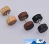 8MM Fashion Natural Wooden Stainlee Steel Ear Studs Earings for Women Men Wood Black Brown Barbell Piercing Punk Earrings Stud nt