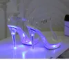 Ilumine sapatos brilhantes mulher luminosa clara sandálias femininas sapatos de plataforma led 13cm salto alto transparente stripper heels3836633