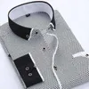 Designer Casual Slim Fit Business Shirt Male Long Sleeve Dot Print Autumn Formal Cotton Shirts