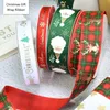 Рождественский подарок Wrap ленты 100 ярдов / рулон Grosgrain лента Xmas Сант снеговик DIY Шитье Подарочная упаковка лента