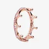 Rosa Sparkling Crown Ring Högkvalitativt roséguldpläterade damringar med originallåda för Pandora sterling silver ringset