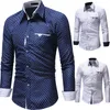 Men'S Shirts 2020 Brand Fashion Male Shirt Long-Sleeves Tops Polka Dot Casual Shirt Mens Dress Shirts Slim XXXL