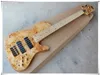 Factory custom 5 strings 24 Frets Maple Fingerboard Original Neck-thru-body Electric Bass Guitar with Dots Inlay,Golden hardware