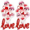 10pcs / Parti Aşk Kırmızı Balon Ball için romantik Yıldönümü Düğün I Love You Balonlar Seti Kalp Balon Sevgililer Günü Hediye Dekorasyon set