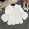 Mulheres Femininas Faux Russian Inverno Mulheres Casacos e Casacos O-pescoço Manga Longa Jaqueta Furry Quente Thick Fluffy Curto Casaco