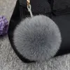 Luxury 15cm fluffy Fox Fur Ball Keychain Fur Pompons Keychain Keyring Pom Pom Keychain for Charm Bag Pendant Ornament Gift T200804
