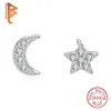 Belawang Moon and Star Stude Forrring dla kobiet 925 Srebrny srebrny oryginalny świąteczny biżuteria Prezent Modna biżuteria