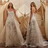 Élégant Berta dentelle plage robes de mariée bretelles spaghetti une ligne paillettes robes de mariée balayage train tulle robe de mariée