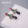 Hezekiah S925 Luxuriöse High-End-DAMEN-Eardrop-Ohrringe in Lila und Rosa, Promi-Temperament, Tanzparty, Bankett-Ohrringe