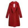 Kvinnor Lamm Wool Coat Vinter Fashion Trend Occident Mid-Length Plush Cardigan OuterWear Designer Kvinna Solid Färg Långärmad Coat Kläder