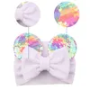 53 Stili Cintura per capelli in velluto per bambini Tinta unita Paillettes per bambini Glitter Big Bow Mouse Ear Wide Boutique Fascia Accessori per capelli per bambina M2292