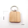 Creative Wooden Keychain Key Chains Round Square Rectangle Shape Blank Wood Key Rings DIY Key Holders Gifts IIA247