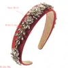 Temperament Shiny Crystal Flower Hoofdband voor Vrouw Luxe Flash Rhinestone Fluwelen Haarband Bruids Bruiloft Party Bezel