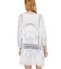 刺繍の長い着物の夏のトップファッションカジュアルホワイトシャツ女性服バットウィングスリーブルーズブラウスカーディガン6671153