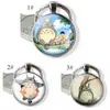 Chaves de mangá de metal de anime meu vizinho Totoro Glass Dome Cabochon Studio Ghibli Satsuki Mei Tatsuo Yasuko Catbus Key Ring Gift5370142