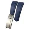 20 mm 21 mm Band de montre en silicone en caoutchouc pour rôle Oyster GMT Submariner Day Tona Black Bleu Bleu