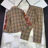 Kid jongen herfst kleding set 110160 cm plaid designer mode meisje herfst warme kleding set katoen materiaal luxe designer se1453442