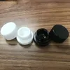 Bottiglie per imballaggio antiaderenti per uso alimentare Barattolo di vetro bianco nero da 5 ml con contenitore per concentrato di cera con coperchio resistente ai bambini