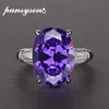 Pansysen Fine Anniversary Amethyst Ring 925 Sterling Silver Oval Ruby Emerald Finger Rings for Women Fashion Jewelry Accessories 38184673