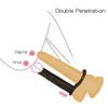 Double Penetration Spine Support Dildo Vibrator Sex Toys Strap On Penis Wearable Elastic Vagina Anus Butt Plug Male Masturbator CX200709