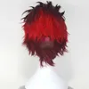 RWBY ADAM BAURUS MEN039S Kısa Düz Siyah Kırmızı Saç Anime Cosplay Kostüm WIG7274049