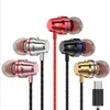 In-ear bedrade oortelefoons type-c sport oordopjes voor xiaomi mi 8 huawei p20 p30 leeco usb typec metal headset met microfoonmuziek oortelefoon