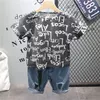 子供の小さな男の子の服セット2020夏のファッション幼児の子供Tシャツデニムジーンズショーツ服の服の服2 3 4 5 6年15328264