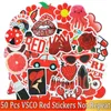 50 sztuk Wszystkie Czerwone VSCO Cute Red Stylowe Naklejki Pack Vinyl Kalkomanie Samochód Laptop Naklejki Bagaż Notebook Kalkomanie Hurtownie Lots