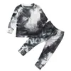 Herbst Kleinkind Mädchen Tie Dye Boutique Outfit Kleidung Weihnachten Kind Casual T-shirt Top + Hose 2PC Trainingsanzug Kinder set Bekleidung