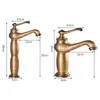 Badrum Kran Antik Bron Solid Brass Basin Sink Brass Kranar Singelhandtag Vatten Mixer Kranar Bad Tap Torneiras Crane 1109