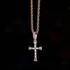 Iced Out Baguette Cubic Zirconia Cross Pendant Chain Halsband Personlig 18K Real Gold Plated Square Cz Diamond Hip Hop Rapper Jewelry Gifts For Men Women Bijoux