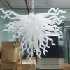 Kwiat Kształt White Crystal Deco Lampy dmuchane szklane oświetlenie żyrandolu do salonu Art Decoration 28 "Nowoczesne wiszące światła