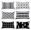 black and white rectangular funda cojin modern geometric cushion cover boho sofa chaise throw pillow case247o